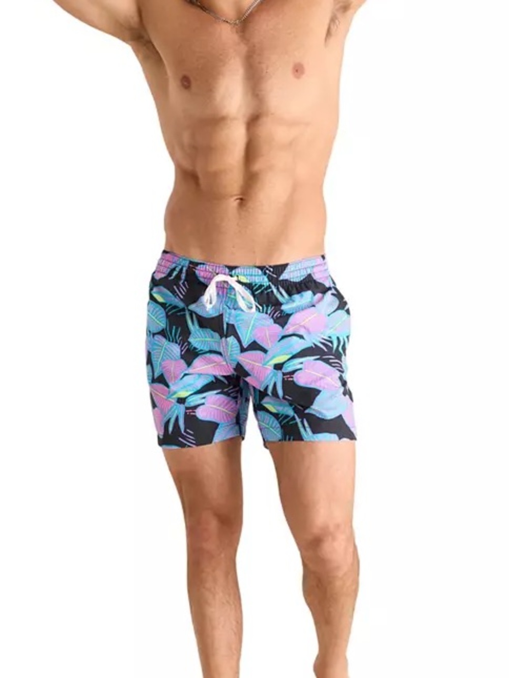 chubbies Swim Shorts with Purple & Teal Tropical Print 5.5 Inch Seam Size Small